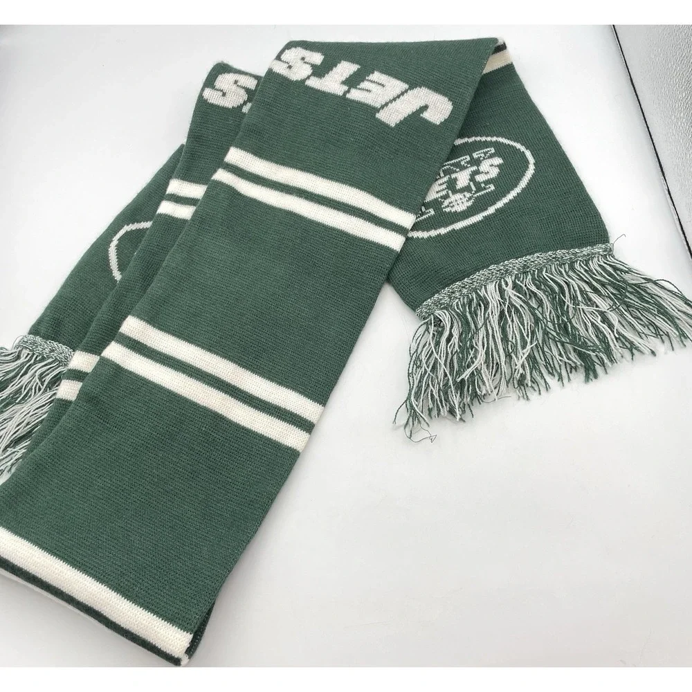 New York Jets Forever Collectibles Knit Fringe Scarf‎ Green White NFL Licensed